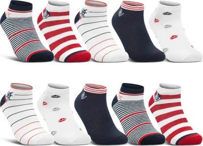 Produktbild von 10 Paar Damen Sneaker Socken Mehrfarbig Streifen Punkte Herzen Maritim Baumwolle - 36828 (35-38)