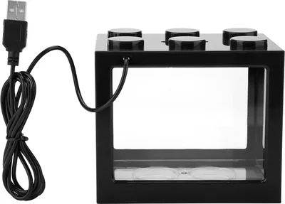 Immagine prodotto di Mini acquario decorativo con LED USB, nero, per ufficio, soggiorno e decorazione da tavolo
