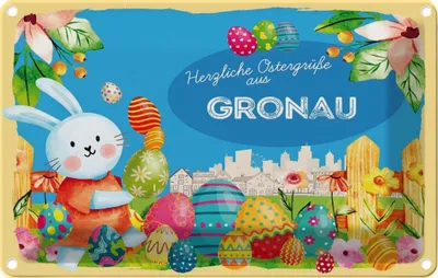 Produktbild von vianmo Blechschild 20x30 cm Ostergrüße GRONAU Ostern Gruß