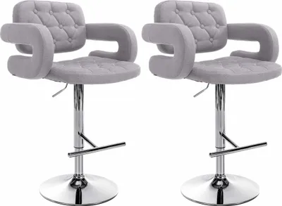 Produktbild von CLP 2er Set Barhocker Dublin Stoff höhenverstellbar und drehbar | Farbe grau