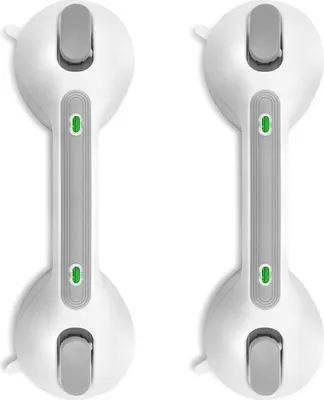 Produktbild von Duschgriff ohne Bohren, Saugnapfgriff, Duschgriff, Haltegriffe mit Saugnapf und Farbindikator, 12 Zoll Mobile Dusche Saugnapf Haltegriffe für Senioren 2er Pack