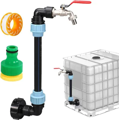 Produktbild von IBC Auslaufhahn 3/4 Zoll, Kugelhahn, S60 x 6 Gewinde, für 1000L Regenwassertank, Garten