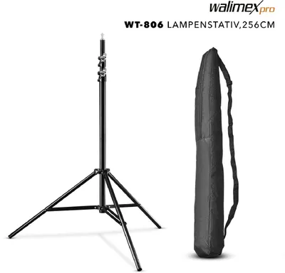 Obrázek produktu pro Walimex pro WT-806 Lampový stativ 256 cm s pružinovým tlumením Černý