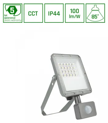 Image de Projecteur LED Spectrum Noctis Max CCT Gris IP44 20 W 2000 lm 3000 K/4000 K/6000 K avec détecteur de mouvement