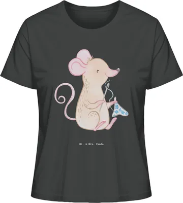 Produktbild von Mr. & Mrs. Panda Basic Shirt Damen Maus Nähen Größe S - Anthrazit - Geschenk, Nähmaschine, Damenshirt, Oberteil, T-Shirt, Nähkurs, Kurzarmshirt, DIY, Kreatives Hobby