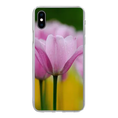 Produktbild von MuchoWow® Handyhülle Schutzhülle Hülle für iPhone Xs Blumen - Tulpen - Rosa Silikon Softcase Handy Hülle - Handytasche