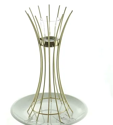 Produktbild von nature trends Kerzenhalter Elegance Goldfarben gebogen mit Glas 28 cm - Metall