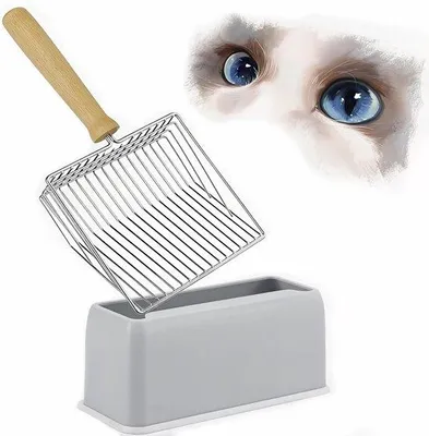 Obrázek produktu pro Škrabka na kočičí záchod s držákem, kovová, rychlá