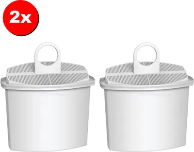 Two white water filter cartridges are shown against a white background.