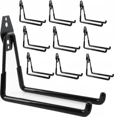 Immagine prodotto di Set di 10 ganci da parete BOTLE, ganci per attrezzi, per utensili elettrici, forma diritta 19 cm, stabili con rivestimento in PVC, per garage, capanni, ganci per scale e pale, ganci doppi, portata fino a 25 kg