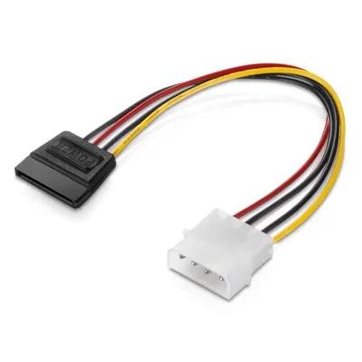 Produktbild von adaptare 34001 15 cm Adapter-Kabel 4-pin Molex auf 15-pin SATA-Stecker schwarz