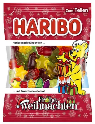 Obrázek produktu pro Haribo Veselé Vánoce ovocné žvýkačky s pěnovým cukrem 200g