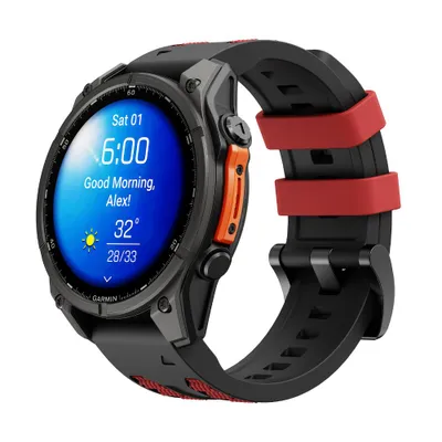 Produktbild von Cubenest Sportarmband für Garmin Uhr QuickFit 26 mm schwarz-rot