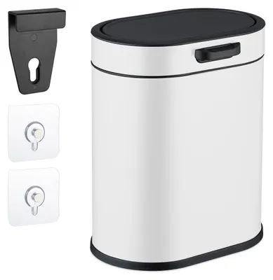 Imagen del producto de Relaxdays, cubo de basura con tapa, 5 litros, blanco y negro