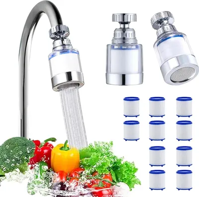 Produktbild von Drehbarer Wasserhahnfilter 360 Grad, Hartwasser, 2 Stück, Spatwasserdicht, für Küche, Bad