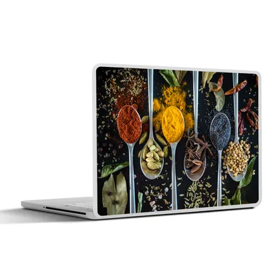 Produktbild von MuchoWow® Laptop Aufkleber Sticker Cover Gewürze - Löffel - Schwarz - Küche 36.5x27.5 cm - Laptop-Sticker