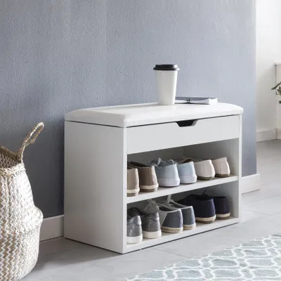 Produktbild von Schuhbank >WL5.261< in Weiß - 60x40x30cm (BxHxT)