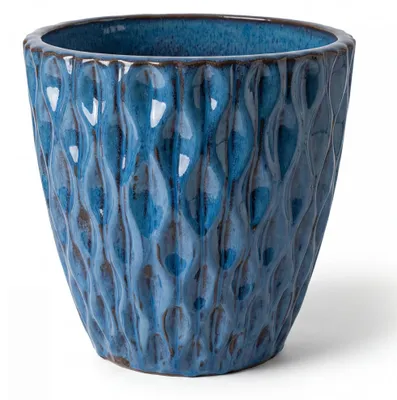 Produktbild von Provencelia Keramik Pflanzkübel Monet Blau, Ø28 x H28 cm, frostbeständig, handgefertigt, glasiert, Outdoor, Terrasse, winterfest