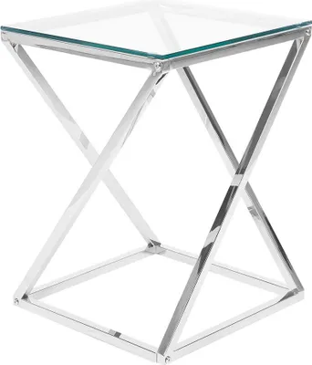 Zdjęcie produktu dla BELIANI Stolik srebrny szklany blat metalowa połyskująca rama 40 x 40 x 55 cm glamour design