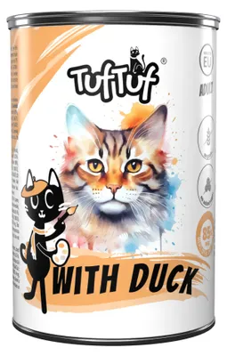 Produktbild von TufTuf | Nassfutter für Katzen - TufTuf Katzenfutter Ente - Nassfutter mit Ente Dose 400 g - vollwertige Katzennahrung
