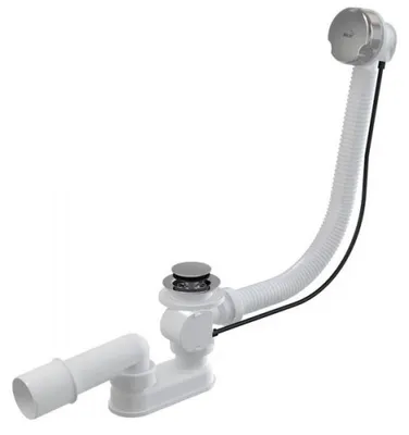 Immagine prodotto di Set di drenaggio Alcadrain - Set di scarico e troppopieno per vasca da bagno, lunghezza 1000 mm, cromo A51CR-100