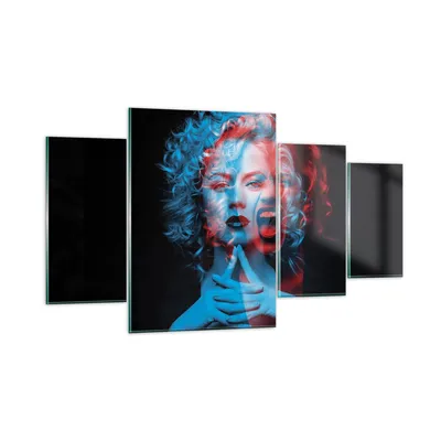 Produktbild von Bilder auf glas - 4 Teile - Schwarz Frau Emotionen - 160x90cm - Glasbilder - Wandbilder - Bilder - zum Aufhängen bereit - Wanddekoration aus Glas - Glas Bilder - Wandbild auf Glas - GDL160x90-4472