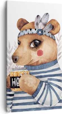 Produktbild von Bild auf Leinwand - Leinwandbild - Einteilig - Anthropomorphisierung Bär Kinder - 45x80cm - Wand Bild - Wanddeko - Wandbilder - Leinwanddruck - Bilder - Wanddekoration - Leinwand bilder - PA45x80-4367