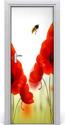 Produktbild von Tulup Türaufkleber 75x205 cm Dekorative Aufkleber Selbstklebend Wasserdichte Tapete Abnehmbar Schlafzimmer Wohnzimmer Wohnkultur - Wildblumen Mohnblumen