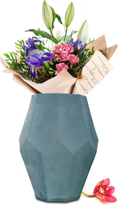 Produktbild von Blumenvase Sofia  Vase Tischvase Glasvase Dekovase Blumentopf Pflanztopf (Blau)