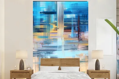 Produktbild von MuchoWow® Fototapete für Wohnzimmer oder Schlafzimmer Wandtapete Vinyl Motivtapete Ölfarbe - Abstrakt - Malerei - 160x240 cm - Vinyltapete