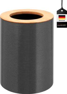 Immagine prodotto di bremermann cestino per cosmetici SEGNO in bambù e plastica | cestino per rifiuti | cestino per rifiuti 5,5 litri, grigio