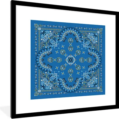 Produktbild von MuchoWow® Gerahmtes Poster Mandala - Muster - Blau 40x40 cm - Poster mit Schwarzem Bilderrahmen Wandposter Rahmen Foto Bilder - Poster - Plakat im Rahmen