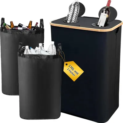 Obrázek produktu pro Recyklační koš, objem 100 l, kationická tkanina 300D, obsahuje 2 vyjímatelné sáčky, odolná konstrukce, snadná montáž