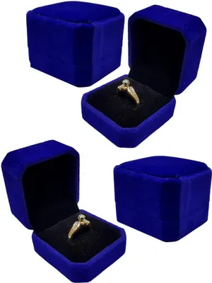 Produktbild von 4 Pack Ring Case for Engagement Rings Ring Box for Rings Engagement Ring Jewellery Box for Wedding - Valentine's Day Gift Box Jewellery Box Wedding Ring Case Jewellery Case Colour Blue