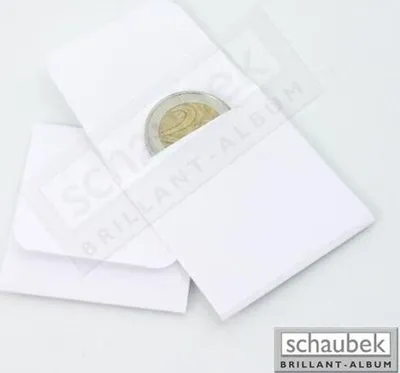 Produktbild von Schaubek Numismatik Münzentasche aus weißem Offsetpapier, mit Klappe MT3-100