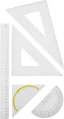 Produktbild von Schulset - Geometrie-Set - Lineal - Geodreieck - Winkelmesser - 5er Set - Transparent
