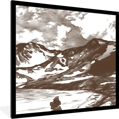 Produktbild von MuchoWow® MuchoWow® Gerahmtes Poster Berg - Meer - Strand 40x40 cm - Poster mit zchwarzem Bilderrahmen - Mit Rahmen - Wanddekoration Schlafzimmer