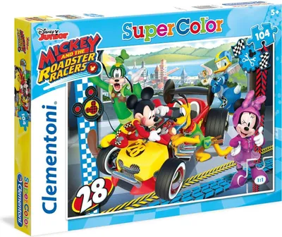 Productafbeelding van Clementoni Disney Mickey en de Wegracehelden, 104 onderdelen, Thema: Disney, Geschikt voor kinderen vanaf 6 jaar