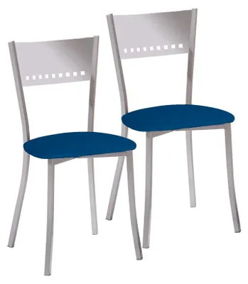 2 Küchenstühle, Metall, Kunstleder, Sitzhöhe 45 cm, Blau