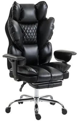 Immagine prodotto di Sedia da ufficio - Sedia ergonomica per ufficio - Poggiapiedi - Ecopelle - Regolabile in altezza - Portata massima: 180 kg - Supporto lombare - Poggiatesta e braccioli regolabili