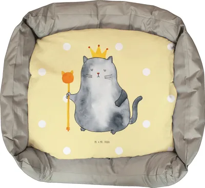 Produktbild von Mr. & Mrs. Panda Katzenbett Katze König - Gelb Pastell - Geschenk, Königlich, Katzen, Familie, Katzensofa, Cat, Katzenschlafplatz, Wohnung, Kuschelbett, Katzenkorb