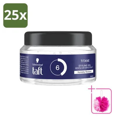Immagine prodotto di 25 gel modellanti Taft Men Power Titane Hold 6 - Tenuta forte - 250 ml - Confezione risparmio - 25 pezzi