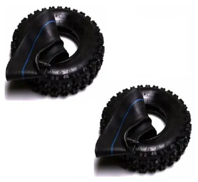 Produktbild von Quadreifen 2er Set Reifen mit Schlauch 4.10-6 Stollenprofil 80/55-6 schwarz