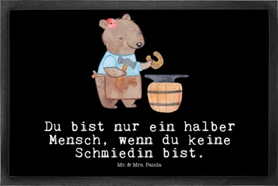 Produktbild von Mr. & Mrs. Panda Fussmatte Schmiedin Herz 50 x 75 cm - Schwarz - Geschenk, Gummimatte, fußmatte, Schmutzmatte, Eingangsteppich, Fußabstreifer