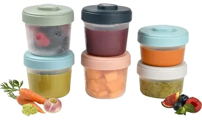 Produktbild von Babynahrung Aufbewahrungsbehälter Set - 6-teilig - Luftdicht - BPA-frei - Für Muttermilch - 2 x 90 ml und 4 x 150 ml