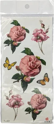 Produktbild von Vielfältige Temporäre Tattoos – Florale, Tribal- und Tiermotive Rosen mit Schmetterlingen