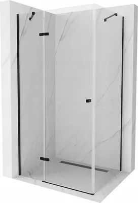 Produktbild von Mexen Roma kippbare Duschabtrennung 120 x 90 cm, Transparent, Schwarz - 854-120-090-70-00
