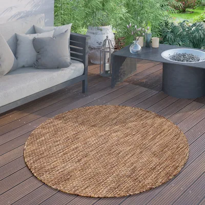 Immagine prodotto di Tappeto per interni ed esterni a trama piatta monocolore moderno resistente alle intemperie per terrazza cucina fantasia monocolore dimensioni 80 cm rotondo