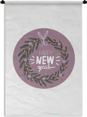 Produktbild von MuchoWow® Wandteppich Wandbehang Sprichwörter - Zitate - 'Frohes neues Jahr 120x180 cm Tapisserie Dekoration Wandtuch - Schlafzimmer - Dekorationen für das Haus
