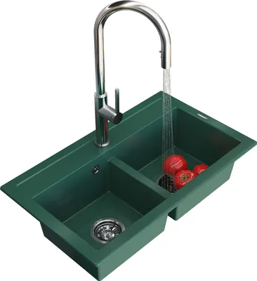 Produktbild von Granitan | Granitspüle DUET - Flaschengrün - Zweikomponenten - Hochwertiges Design - Individuell anpassbar